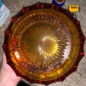 Vintage Fostoria Coin Amber Glass Bowl